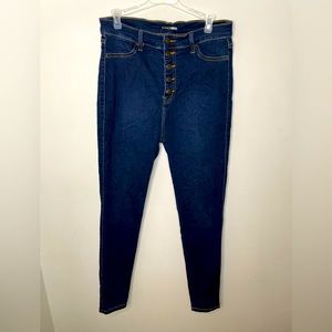 Women’s High rise button up Dark blue jeans, size 15